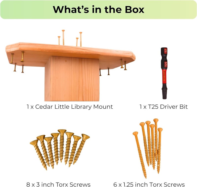 ZXYPRO ® Little Library Mount, Cedar | Fits 4x4 Posts | Screws Included | Stable & Easy to Install Outdoor Post Mount - Image 5